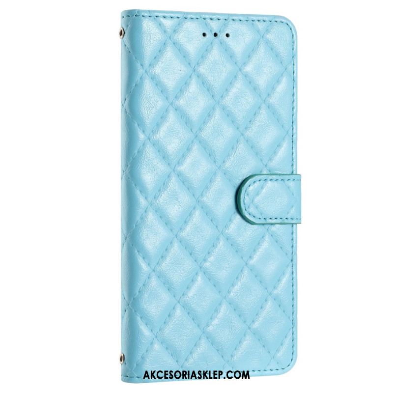 Etui Folio Samsung Galaxy A15 Pikowana Z Paskiem Etui Ochronne