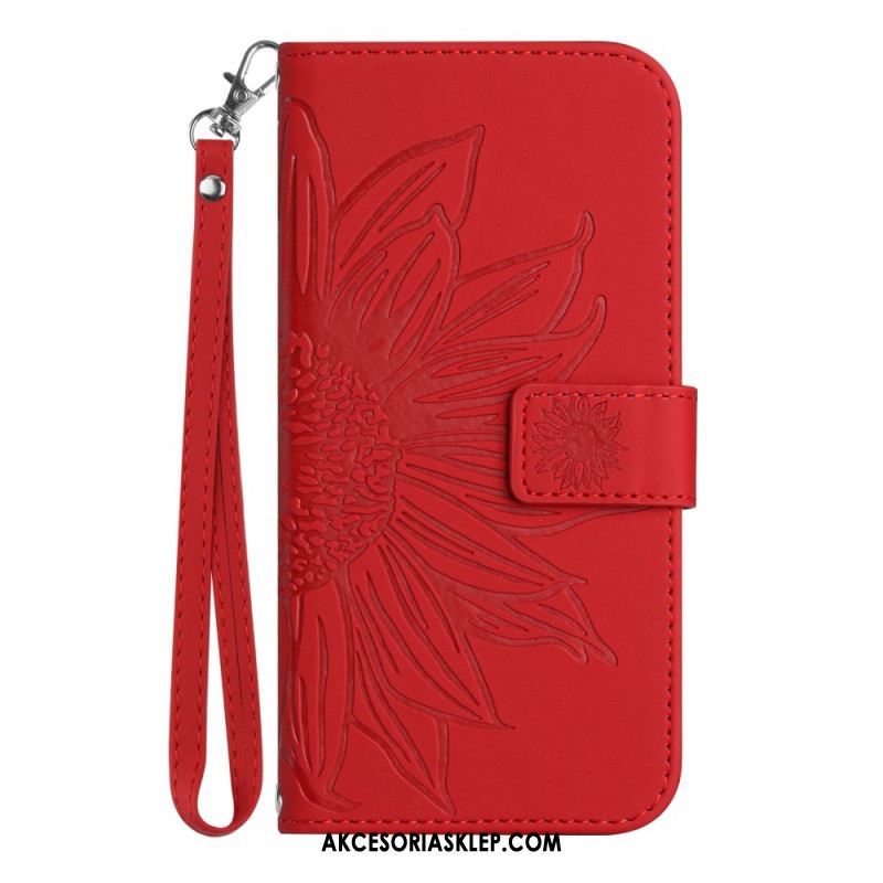 Etui Folio Samsung Galaxy A16 5g Nadruk Słonecznika Z Paskiem Etui Ochronne