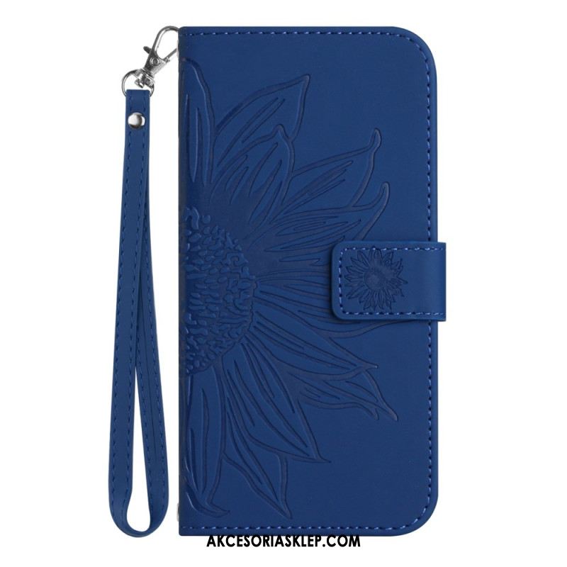 Etui Folio Samsung Galaxy A16 5g Nadruk Słonecznika Z Paskiem Etui Ochronne