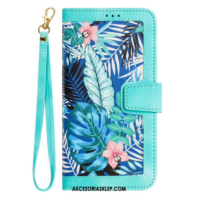 Etui Folio Samsung Galaxy A55 5g Kwiatowy Wzór Z Paskiem Etui Ochronne