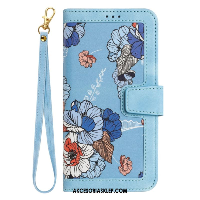 Etui Folio Samsung Galaxy A55 5g Kwiatowy Wzór Z Paskiem Etui Ochronne