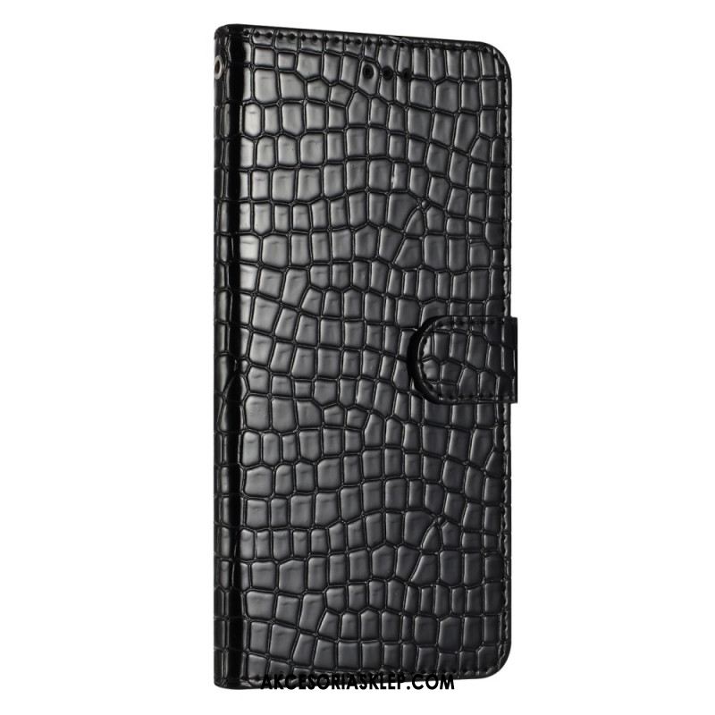 Etui Folio Samsung Galaxy S24 5g Tekstura Krokodyla I Pasek Etui Ochronne