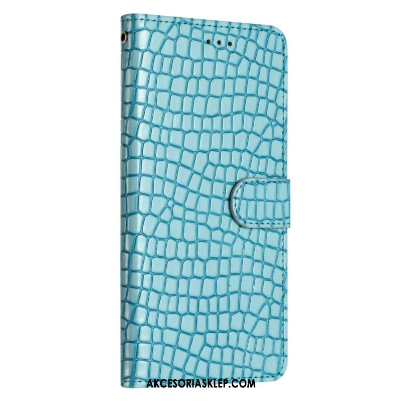 Etui Folio Samsung Galaxy S24 5g Tekstura Krokodyla I Pasek Etui Ochronne