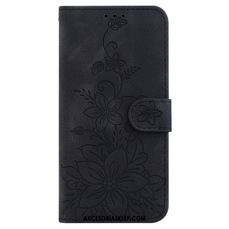 Etui Folio Samsung Galaxy S24 Fe Efekt Kwiatowego Zamszu Etui Ochronne