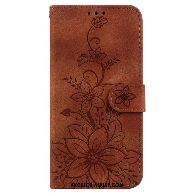 Etui Folio Samsung Galaxy S24 Fe Efekt Kwiatowego Zamszu Etui Ochronne