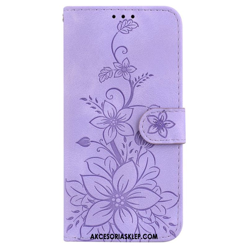 Etui Folio Samsung Galaxy S24 Fe Efekt Kwiatowego Zamszu Etui Ochronne