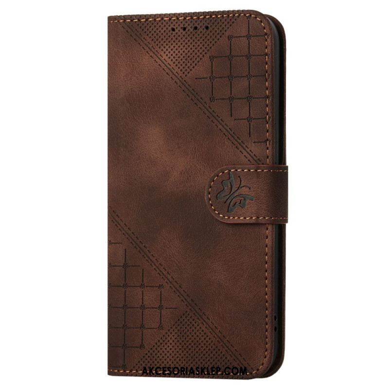 Etui Folio Samsung Galaxy S24 Fe Linie Motylkowe I Smycze Etui Ochronne