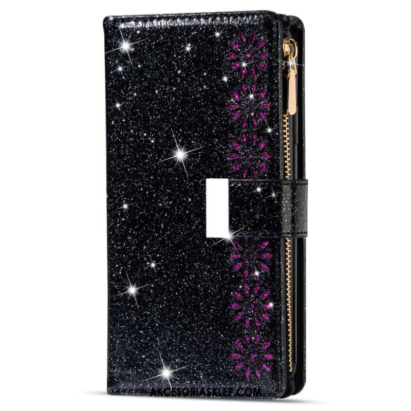 Etui Folio Samsung Galaxy S24 Plus 5g Cekiny Z Paskami Etui Ochronne