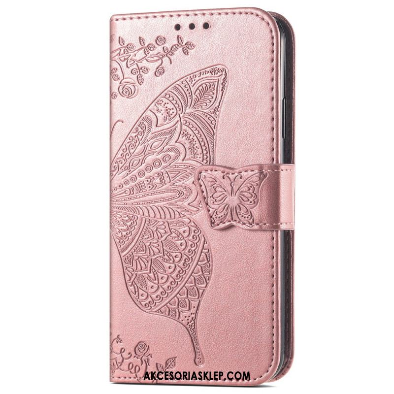 Etui Folio Samsung Galaxy S24 Ultra 5g Barokowy Motyl Z Paskiem