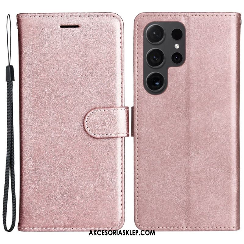 Etui Folio Samsung Galaxy S24 Ultra 5g Jednolity Kolor Z Paskiem Etui Ochronne