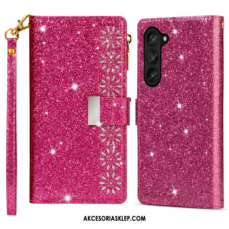 Etui Folio Samsung Galaxy Z Fold 5 Portfel Z Cekinami Etui Ochronne