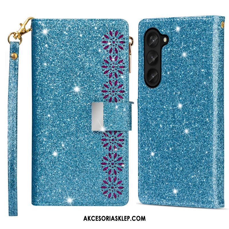 Etui Folio Samsung Galaxy Z Fold 5 Portfel Z Cekinami Etui Ochronne