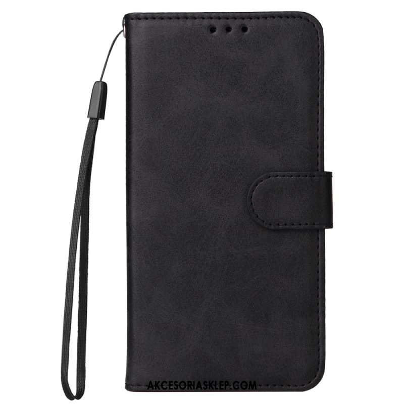 Etui Folio Xiaomi 14 Gładki Efekt Skóry Z Paskiem Etui Ochronne