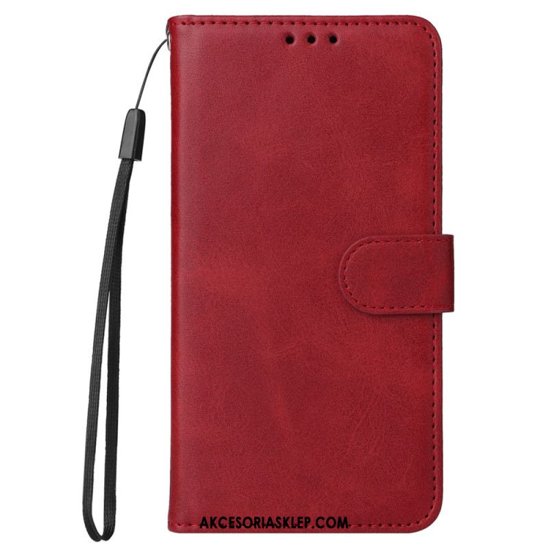 Etui Folio Xiaomi 14 Pro Tekstura Łydki Z Paskami Etui Ochronne