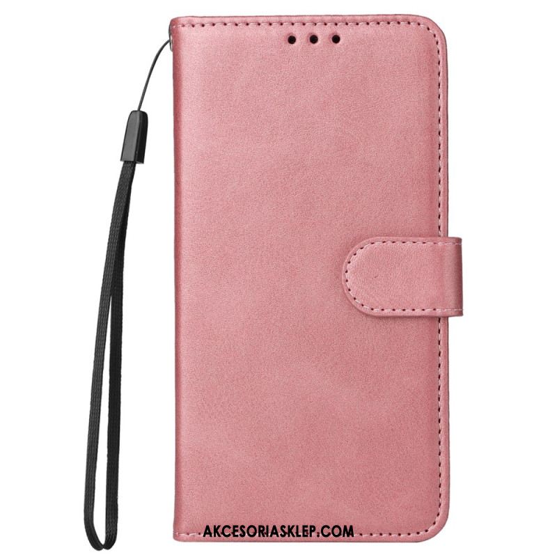 Etui Folio Xiaomi 14 Pro Tekstura Łydki Z Paskami Etui Ochronne