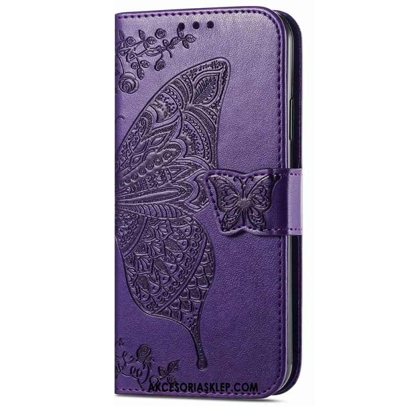 Etui Folio Xiaomi Redmi Note 13 4g Barokowy Motyl Z Paskiem