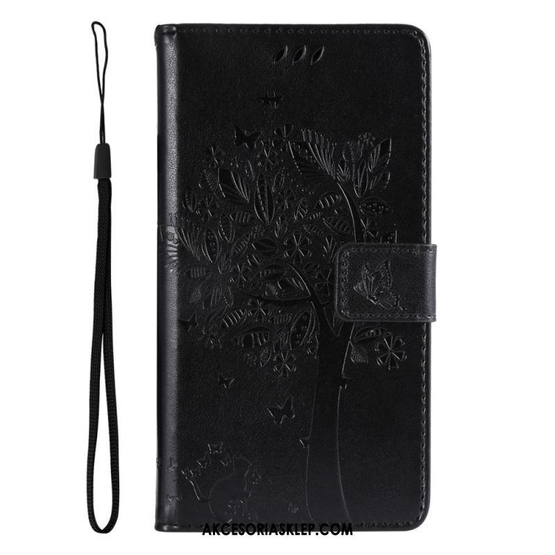 Etui Folio Xiaomi Redmi Note 13 4g Drzewko Dla Kota I Smyczy Etui Ochronne