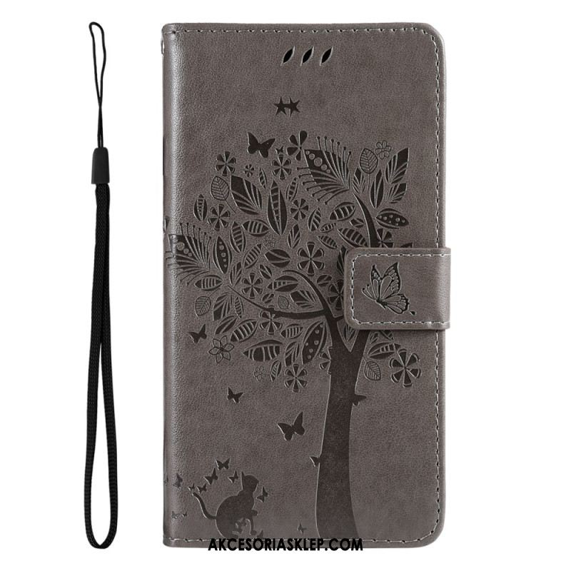 Etui Folio Xiaomi Redmi Note 13 4g Drzewko Dla Kota I Smyczy Etui Ochronne