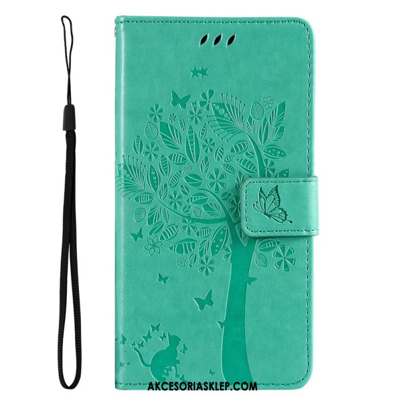 Etui Folio Xiaomi Redmi Note 13 4g Drzewko Dla Kota I Smyczy Etui Ochronne