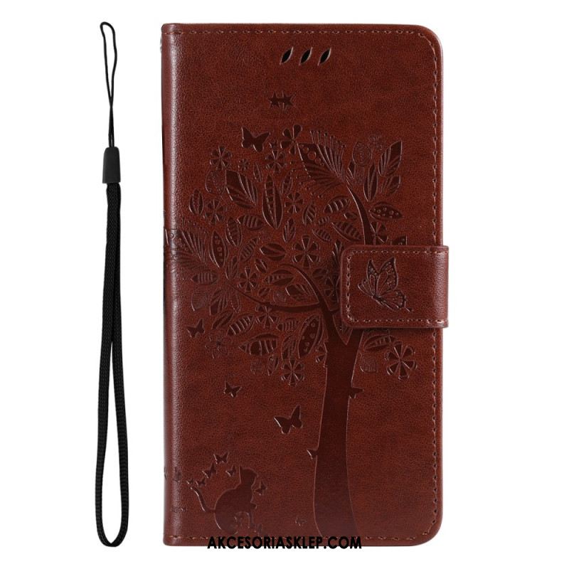 Etui Folio Xiaomi Redmi Note 13 4g Drzewko Dla Kota I Smyczy Etui Ochronne