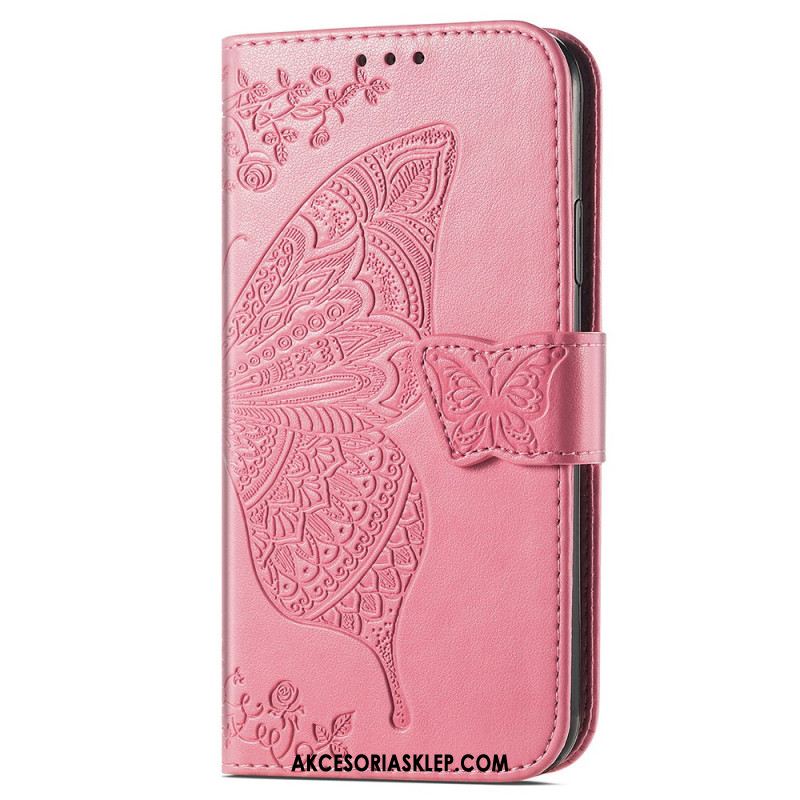 Etui Folio Xiaomi Redmi Note 13 5g Barokowy Motyl Z Paskiem Etui Ochronne