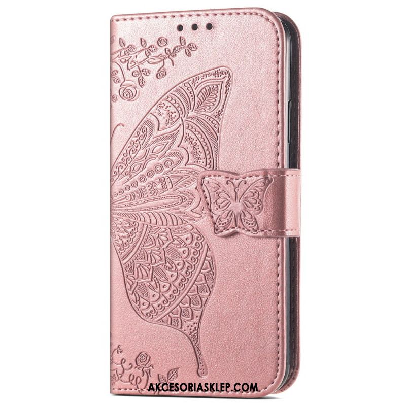 Etui Folio Xiaomi Redmi Note 13 5g Barokowy Motyl Z Paskiem Etui Ochronne