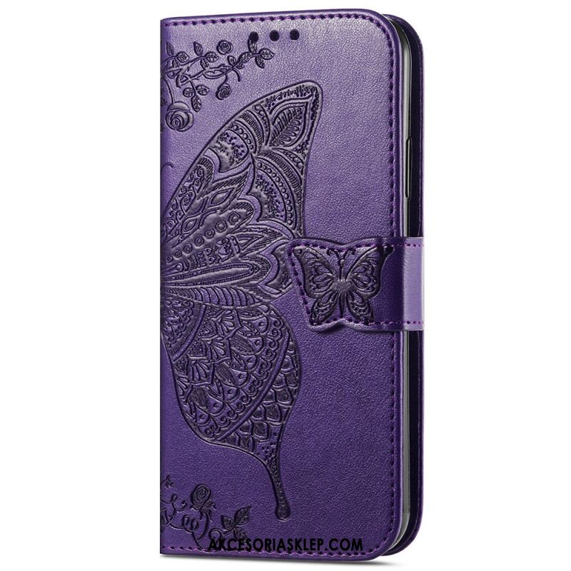 Etui Folio Xiaomi Redmi Note 13 5g Barokowy Motyl Z Paskiem Etui Ochronne