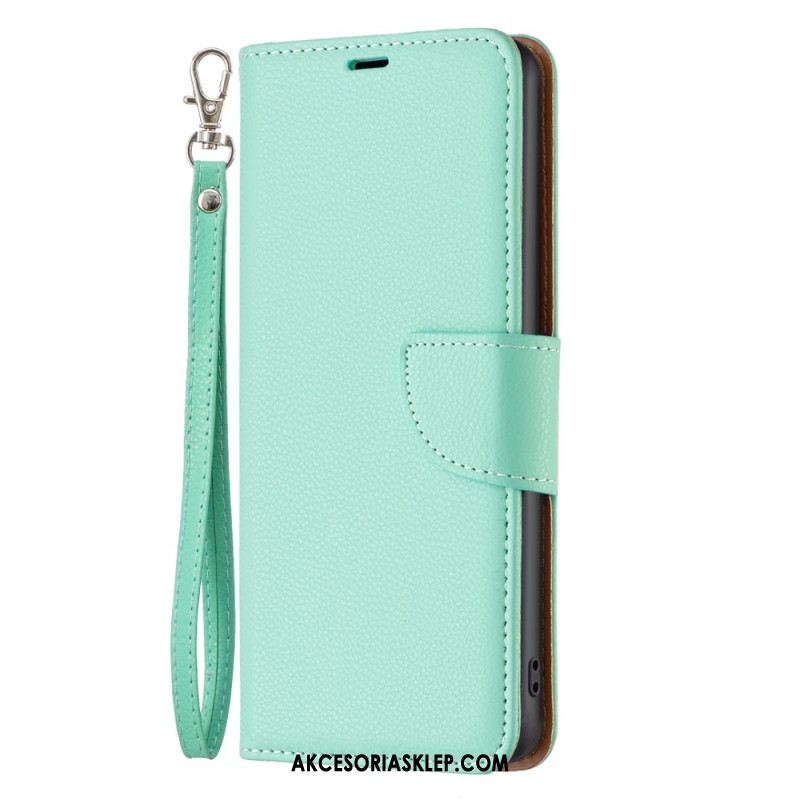 Etui Folio Xiaomi Redmi Note 13 5g Sztuczna Skóra Litchi Z Paskiem Etui Ochronne