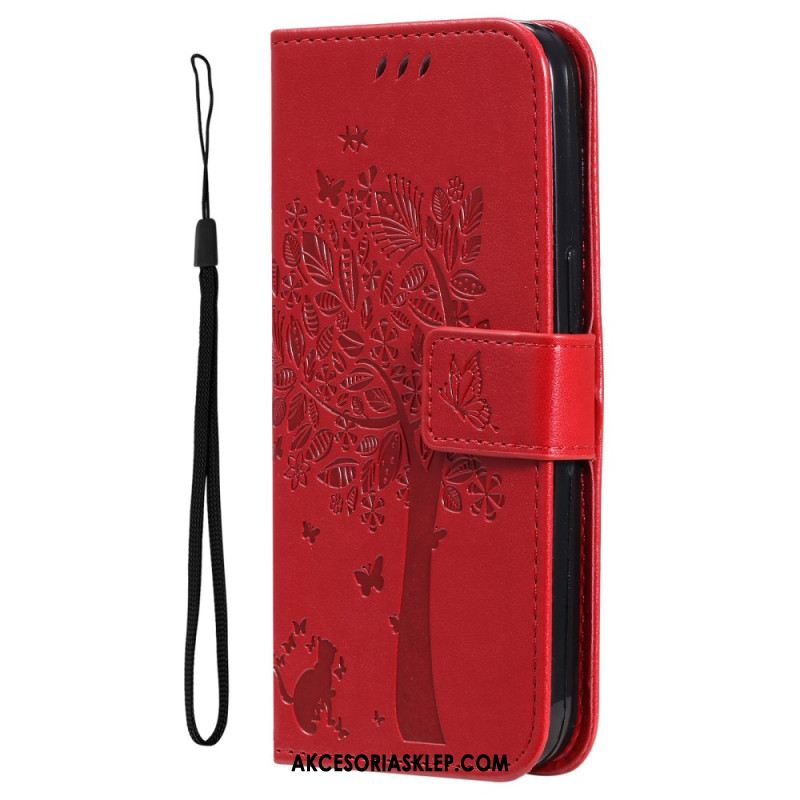 Etui Folio Xiaomi Redmi Note 13 Pro 4g Drzewo I Kot Etui Ochronne