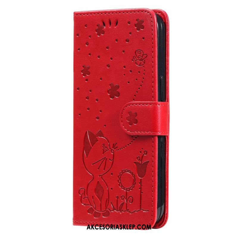 Etui Folio Xiaomi Redmi Note 13 Pro 4g Kot I Pszczoły Etui Ochronne