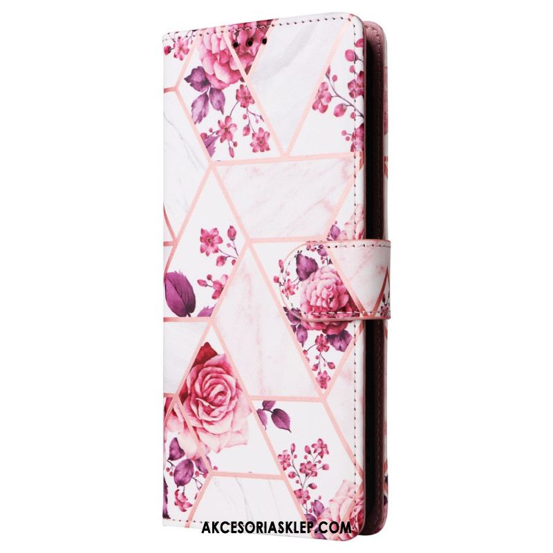 Etui Folio Xiaomi Redmi Note 13 Pro 4g Marmurkowy Wzór Z Paskiem