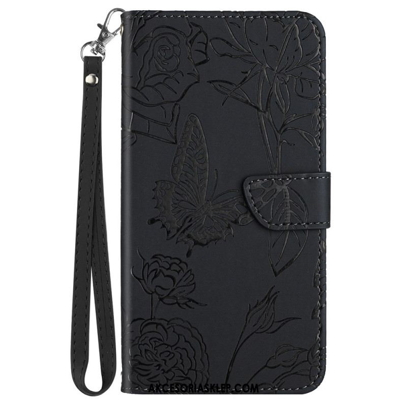 Etui Folio Xiaomi Redmi Note 13 Pro 4g Nadruk W Kształcie Motyla Z Paskiem Etui Ochronne