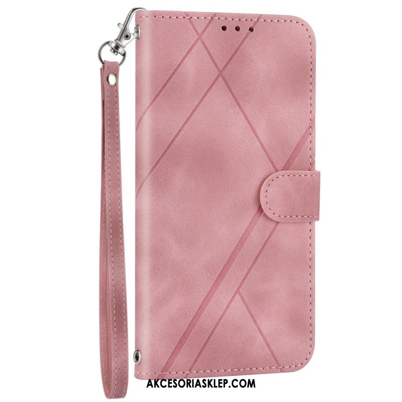 Etui Folio Xiaomi Redmi Note 13 Pro Plus 5g Dekoracja Linii Paska Etui Ochronne