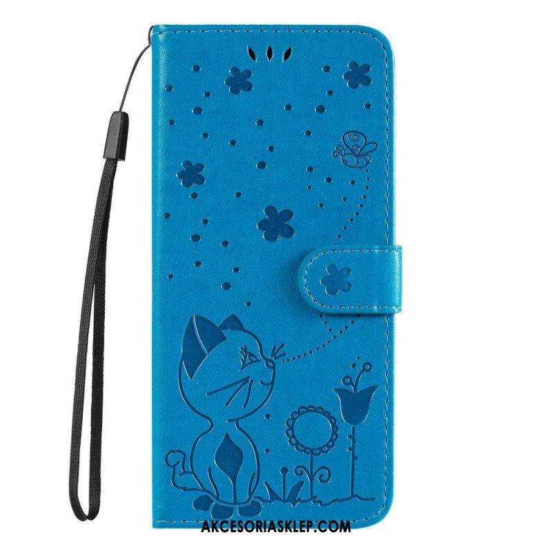 Etui Folio do Honor Magic 5 Lite z Łańcuch Kot I Pszczoła Z Smyczą