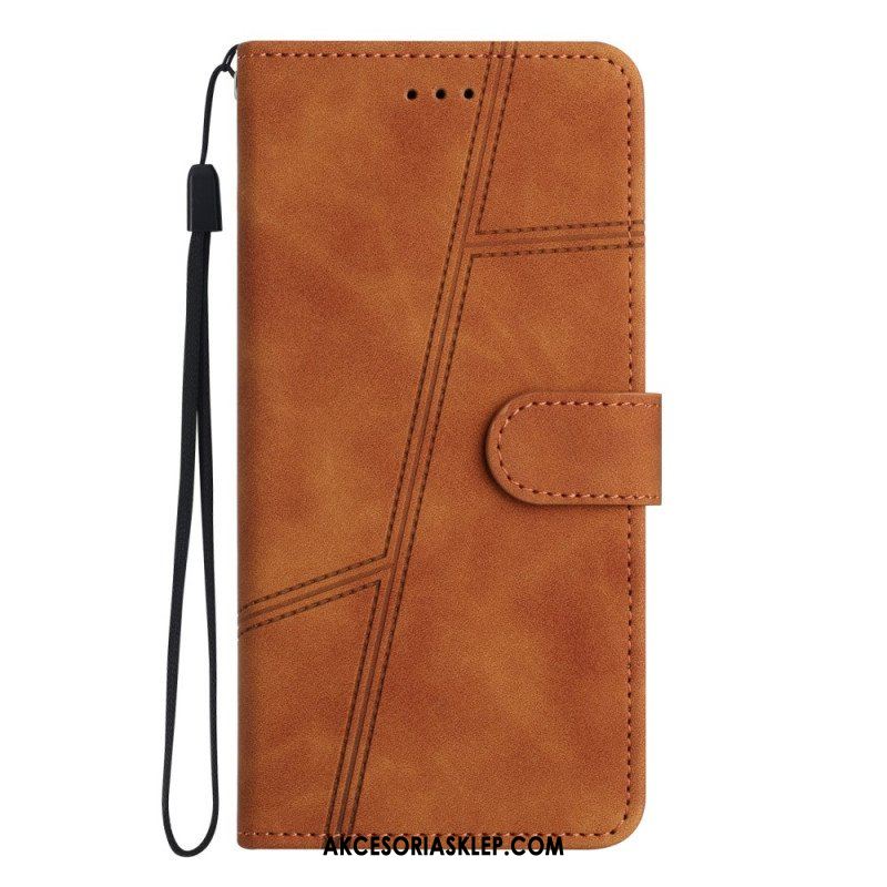 Etui Folio do Moto G73 5G z Łańcuch Linie Smyczy