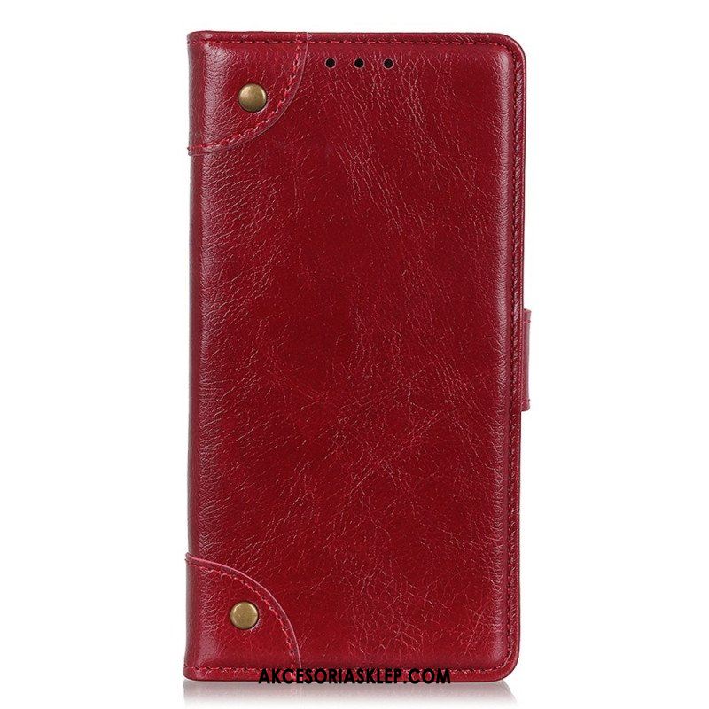 Etui Folio do OnePlus 10T 5G Nity W Stylu Vintage Ze Skóry Nappa