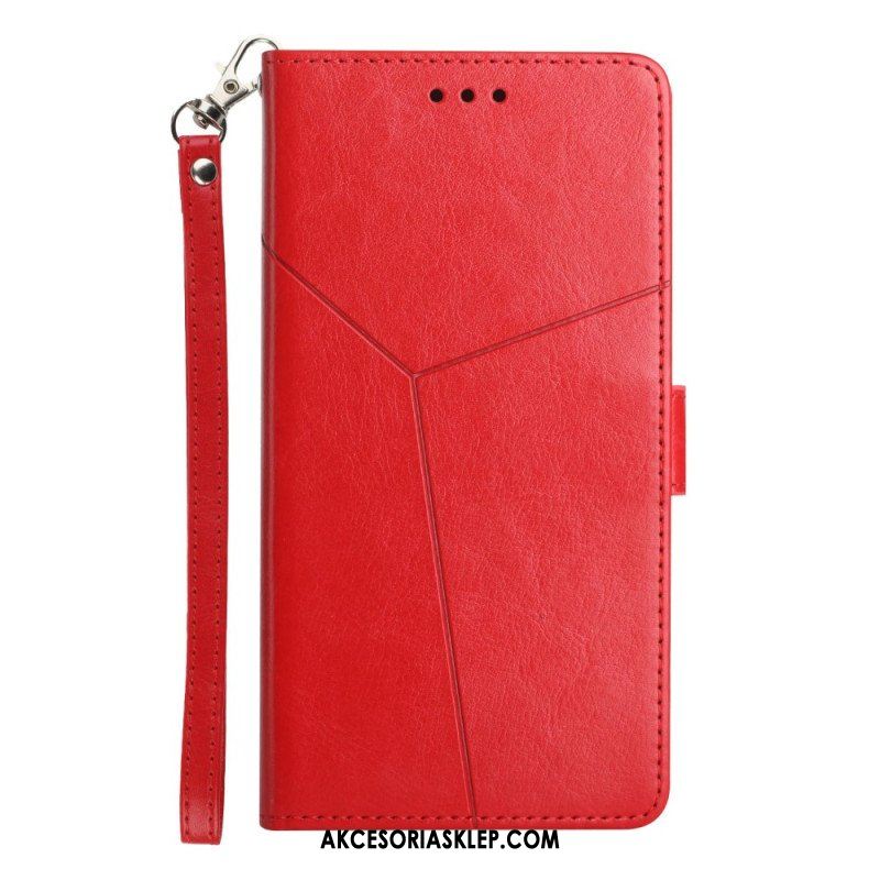 Etui Folio do Oppo A54 5G / A74 5G z Łańcuch Projekt Z Paskami Y