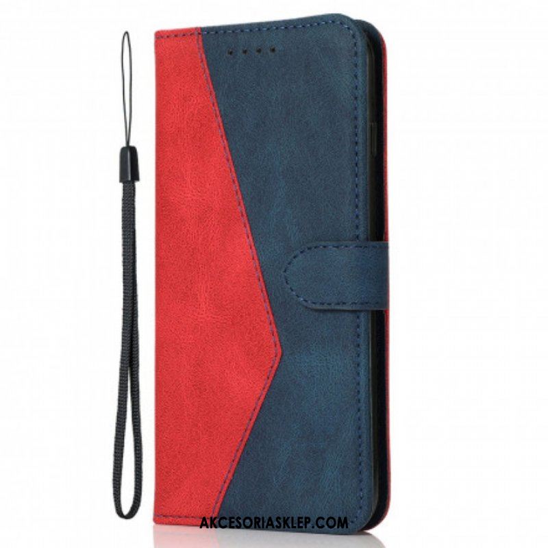 Etui Folio do Oppo A94 5G Dwukolorowa Trójkątna Sztuczna Skóra