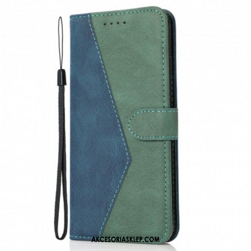 Etui Folio do Oppo A94 5G Dwukolorowa Trójkątna Sztuczna Skóra