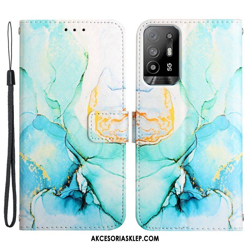 Etui Folio do Oppo A94 5G Marmur Ze Smyczą