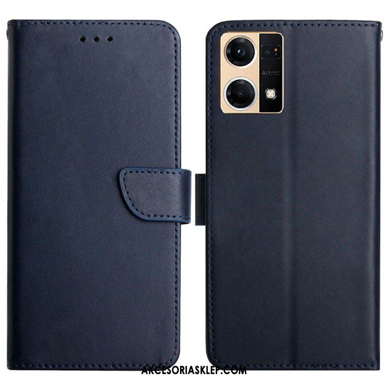 Etui Folio do Oppo Reno 7 Prawdziwa Skóra Nappa