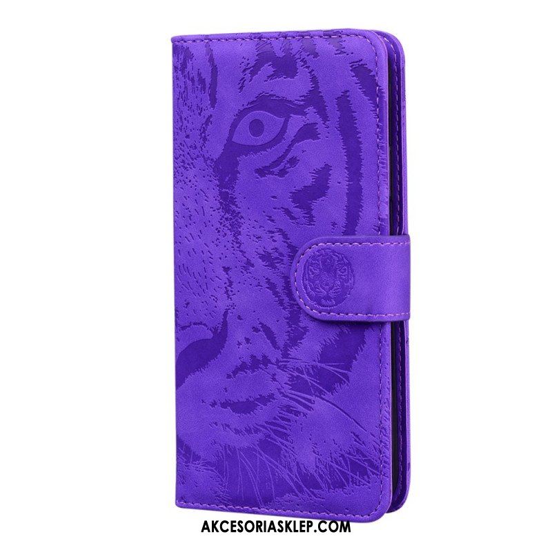 Etui Folio do Poco M4 Pro 5G Nadruk Twarzy Tygrysa