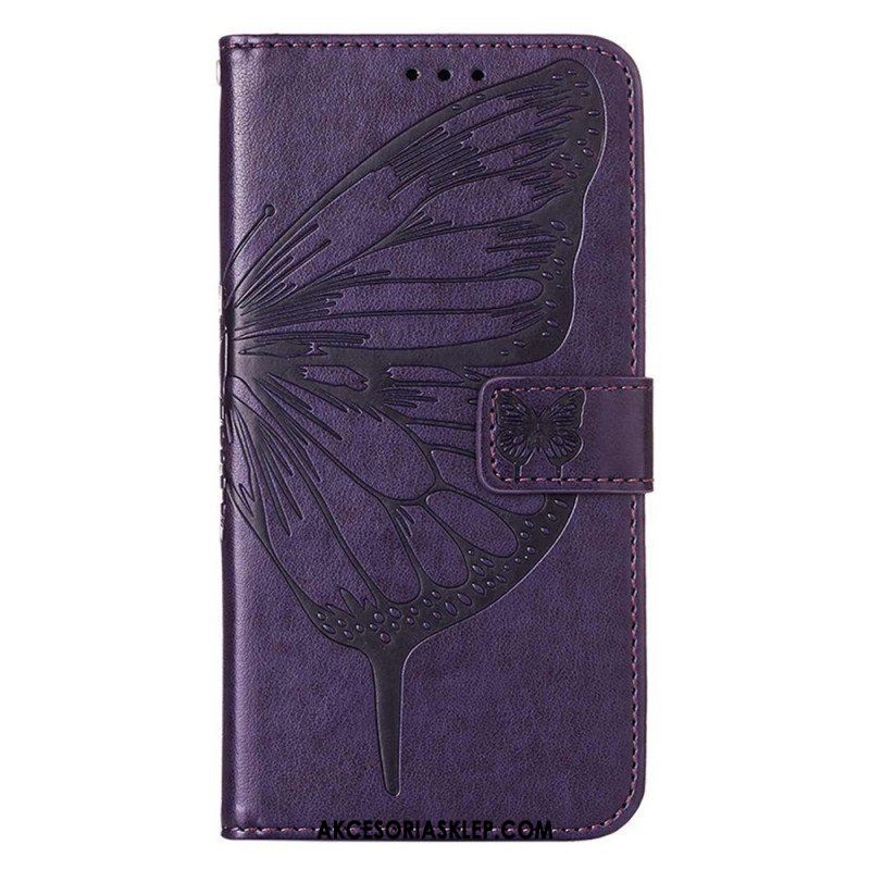 Etui Folio do Poco X4 GT z Łańcuch Motyl W Paski