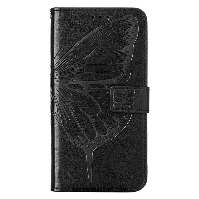 Etui Folio do Poco X4 GT z Łańcuch Motyl W Paski