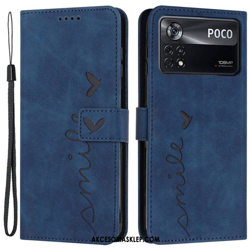 Etui Folio do Poco X4 Pro 5G z Łańcuch Pasiasty Uśmiech