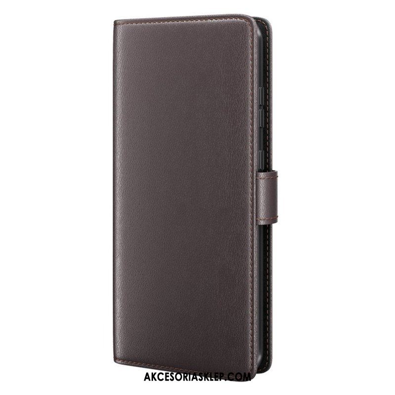 Etui Folio do Poco X5 5G Prawdziwa Skóra