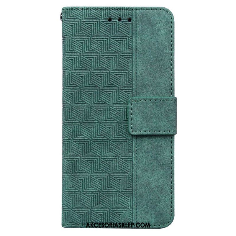 Etui Folio do Poco X5 5G z Łańcuch Pasiasty Wzór