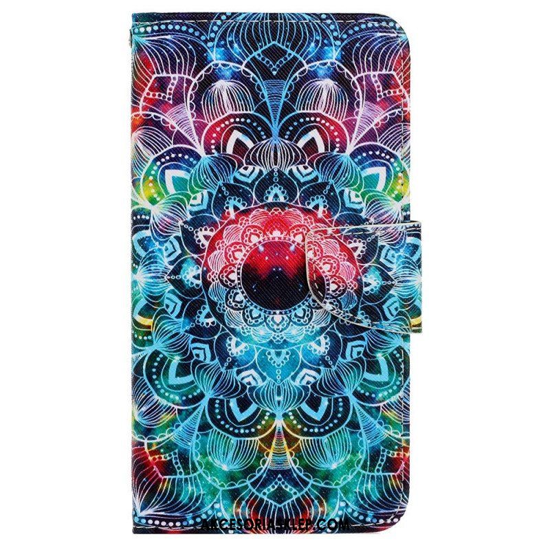 Etui Folio do Samsung Galaxy A13 z Łańcuch Błyskotliwa Mandala Z Paskami