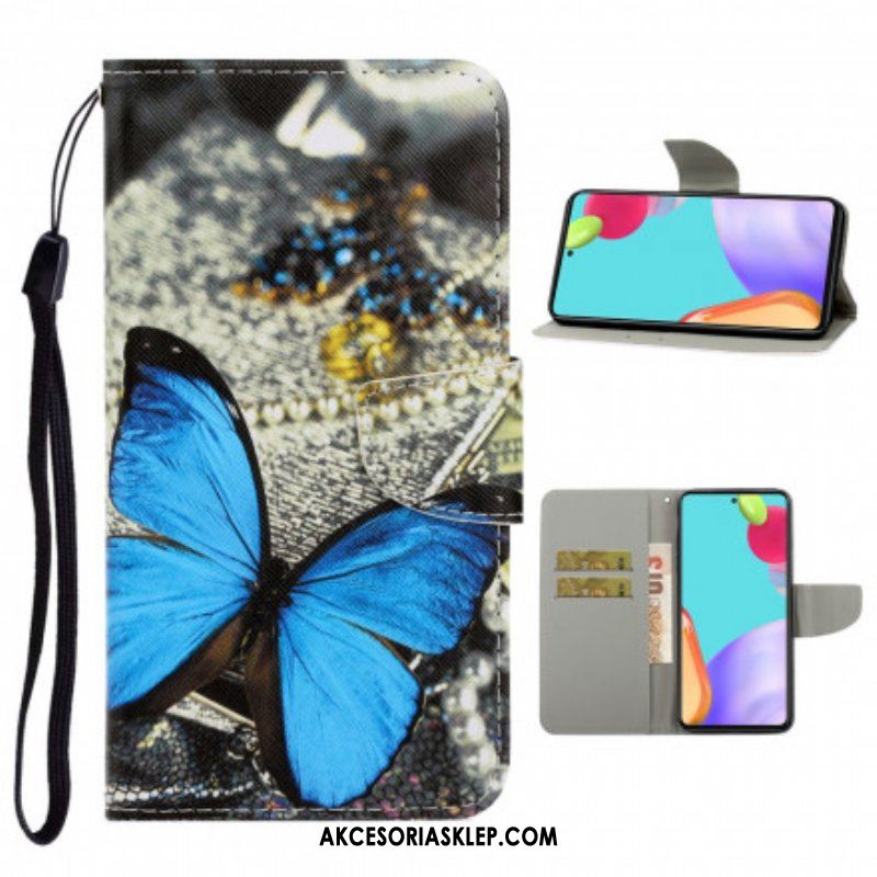 Etui Folio do Samsung Galaxy A52 4G / A52 5G / A52s 5G z Łańcuch Motyle Wariacje Paska