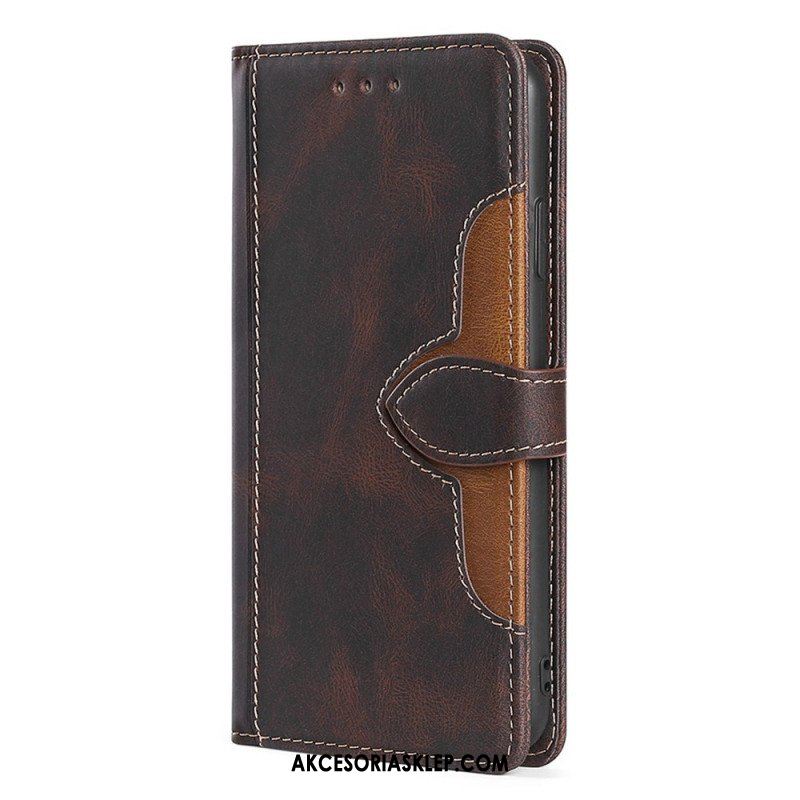 Etui Folio do Samsung Galaxy A53 5G Dwukolorowa Stylowa Sztuczna Skóra